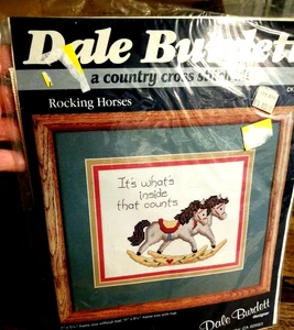 Vintage 1985 Dale Burdett Country Cross Stitch Kit CK 239 Rocking Horse 9.5 x 11 - Picture 1 of 6