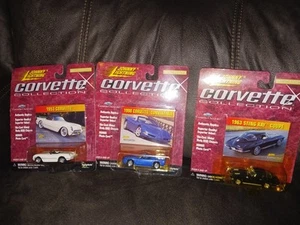 Lot 3 1:64 Johnny Lightning Corvette Collection Diecast 53 63 Sting Ray 98 Vert - Picture 1 of 4
