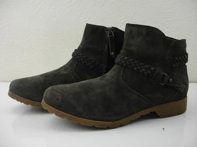 Botas impermeáveis femininas 10 M Teva Delavina tornozelo camurça alça trançada cinza escuro - Imagem 1 de 4