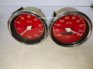 Smiths Replica 85mm speedometer 180-0 KMH + 0-80 RPM RC - Picture 1 of 4