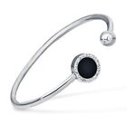 Round Crystal Buckle Stainless Steel Bracelets bangles Fashion Jewelry  for wome
