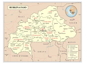 Burkina Faso Political Administrative Province Highway Rail City Country Map - Picture 1 of 1
