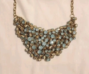Brand NEW Seafoam Rhinestone Statement Cluster Bib Necklace Goldtone Adj Target - Picture 1 of 5