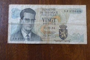Royaume De Belgique Belguim Banknote 20 Francs 1964 - Picture 1 of 2