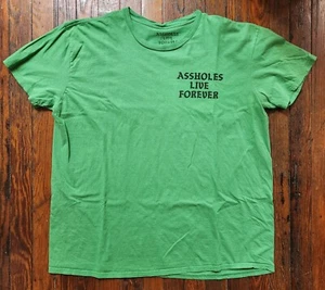 As$holes Live Forever Green Short Sleeve Men's Graphic T Shirt 2XL XXL Good - Picture 1 of 3