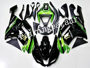 Fit for ZX6R 636 2007 2008 Black Candy Green ABS Injection Bodywork Fairing Kit - Picture 1 of 6
