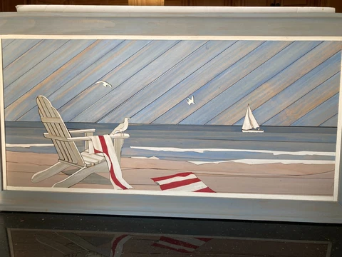 Stunning Beach Wood Inlay Picture Marquetry - 36" x 17" Cover