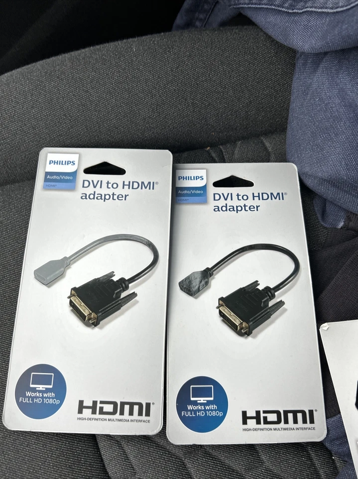 Lot of 2 Philips DVI to HDMI Adapter, connects DVI output to HDTV/Monitor, NEW - Image 1 of 4