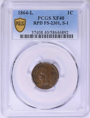 1864 L Indian Head RPD FS-2301 S-1 PCGS XF40 RPD - Image 1 of 4