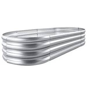 Galvanized Raised Garden Bed Kit, Galvanized Planter Garden Boxes Outdoor, Oval - Picture 1 of 6