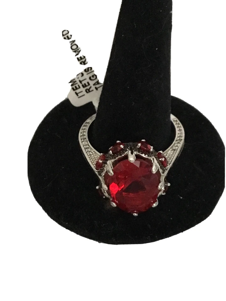 Silver Plated Simulated Ruby/ Diamond Ring New Size R1/2 - Image 1 of 4