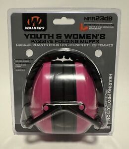 Walkers Youth and Women's Passive Folding Muffs, GWP-YWFM2-PNK ,NRR 23dB, Pink