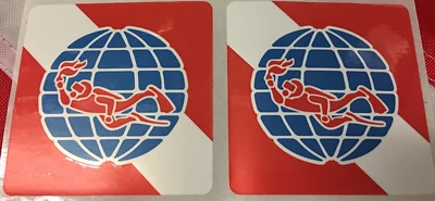 PADI Dive flag world stickers you get 2 stickers gift idea 2.5 X 2.5 scuba diving