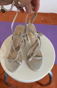 Womens Silver Heeled Sandals - Picture 1 of 4