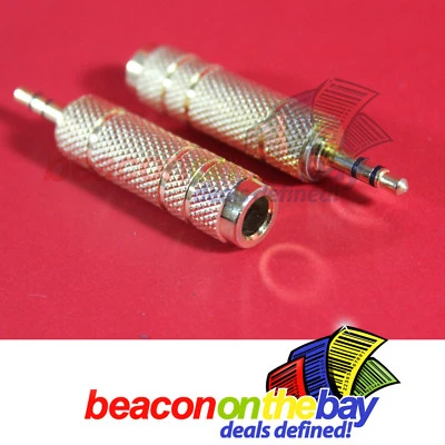 6.35mm 1/4" Female to 3.5mm Male Stereo Hifi Headphones Jack Adapter Converter - Image 1 of 3