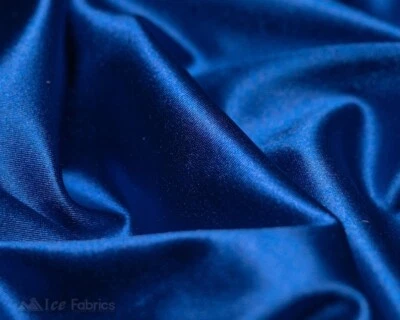 Royal Blue 4 Way Stretch Silky Satin Fabric By Yard Thick Satin - Image 1 of 4