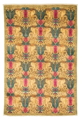 4'1" x 5'8" Hand Knotted Area Rug Traditional Oriental Wool Carpet - Image 1 of 4