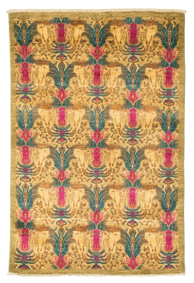 4'1" x 5'8" Hand Knotted Area Rug Traditional Oriental Wool Carpet - Image 1 of 4