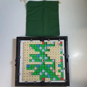Vintage 1997 Boxed Travel Scrabble Green Storage Case Fully Complete - Picture 1 of 13