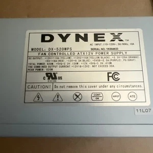 Dynex DX-520WPS Fan Controlled ATX12V 420W POWER SUPPLY Desktop PC TESTED - Bild 1 von 15