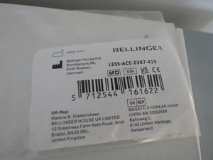 Authentic Bellinger Denmark LESS-ACE-2387-415 Eye Frame Glasses New - Picture 1 of 7