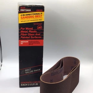 Cinturones de lijado bidireccionales Sears Craftsman medianos 80 3 x 21 tres correas 28355 - Imagen 1 de 4