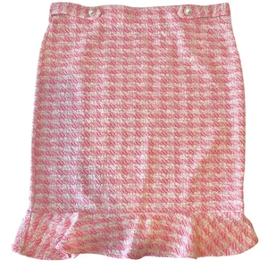 Barbie rosa weiß Tweed "Damen" Rüschenrock Größe Large feminine Kokette  - Bild 1 von 8