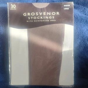 Vintage Aristoc Grosvenor 30 Den Stockings, Size Large in Shadow - Picture 1 of 4