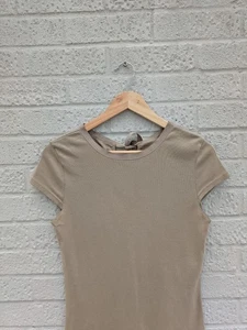 TOAST UK 12 Taupe Short Cap Sleeve Back Tie Top - Picture 1 of 13