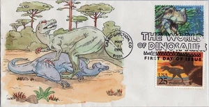 US 3136 FDC Dinosaurs SMB Cachets Hand Painted T-Rex Feeding ZAYIX 060922SM07 - Picture 1 of 2