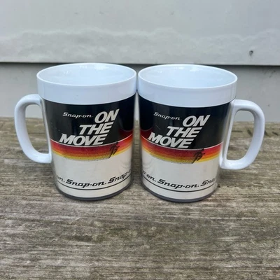 复古 90 年代 Snap On 工具 美国 Thermo-Serv "On The Move" 咖啡杯 塑料套装 2 — 第 1/4 张图片