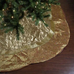 Northlight 72" Gold Quilted Christmas Tree Skirt with Iridescent Sequins - Picture 1 of 3