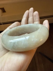 純天然內蒙古捨太翠 Untreated Gemstone Bangle 54 Mm 蓝冰 Herbal Blue Cloud - Picture 1 of 19