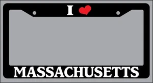 Black License Plate Frame I Heart Massachusetts Auto Accessory 983 - Picture 1 of 1