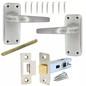POLISHED ALUMINIUM HANDLES Mortice Latch Internal Door Knob Catch Satin Silver - Picture 1 of 27