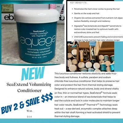 Acondicionador voluminizador aquage 16 oz Seaextend Ultimate Colorcare con Thermal-V $54 Foto 1 de 4