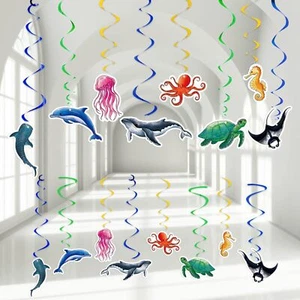 WERNNSAI 24 Pcs Ocean Party Hanging Swirls - Ocean Theme Party Decorations Se... - Picture 1 of 7