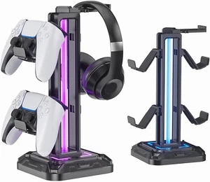 Headset Halterung mit 9 Lichtmodi - Controller Halter Schreibtisch - Drehbarer G - Bild 1 von 7