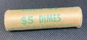 Canada 1965 UNOPENED UNCIRCULATED UNC Bank Roll 10 Cents Silver 50 Coins - Picture 1 of 6