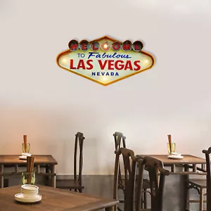 Vintage LED Light Metal Neon Signs Welcome to Las Vegas Pub Cafe Wall Decor New - Picture 1 of 12