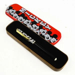 Mickey Mouse Collectible Black & White Laughing Roller Ball Pen & Tin Case - Picture 1 of 5