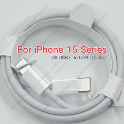 For iPhone 15 USB Type C Data Cable Fast Charging USB-C to USB-C Charger Cord - Image 1 of 4