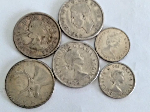 Silver Canadian quarters & dimes 80% fine Cover
