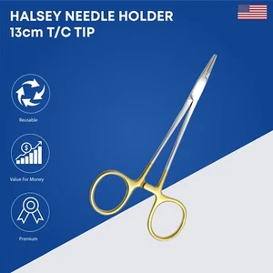 Halsey Needle Holder 13cm T/C Tip Stainless Steel Surgical Instruments - Picture 1 of 2