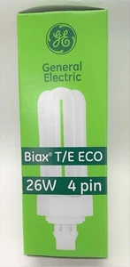 GE 26W 4 Pin Triple Biax Compact Fluor Lamp F26TBX/835/ECO - New - Box of  13 - Picture 1 of 4