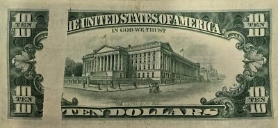 $10 1969C NEW YORK FEDERAL RESERVE NOTE “OBSTRUCTED PRINTING ERROR”  - Image 1 of 2