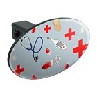 Nurse Doctor Pattern Healthcare Oval Tow Trailer Hitch Cover Plug Insert