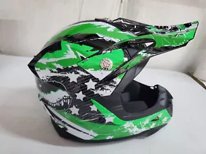 Yema YM-211 Motocross DOT Approved Medium Helmet Green/White shark New Open Box - Bild 1 von 8