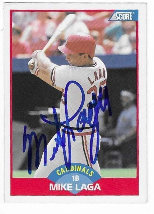 MIKE LAGA 1989 SCORE AUTOGRAPHED SIGNED # 536 ST. LOUIS CARDINALS - Image 1 of 1