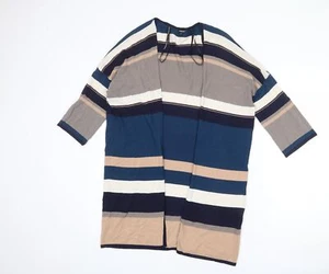 Warehouse Womens V-Neck Striped Viscose Blend Cardigan Size S - Picture 1 of 10